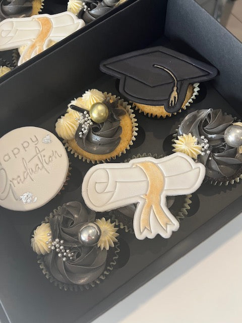 Graduation Cupcake Box with toppers